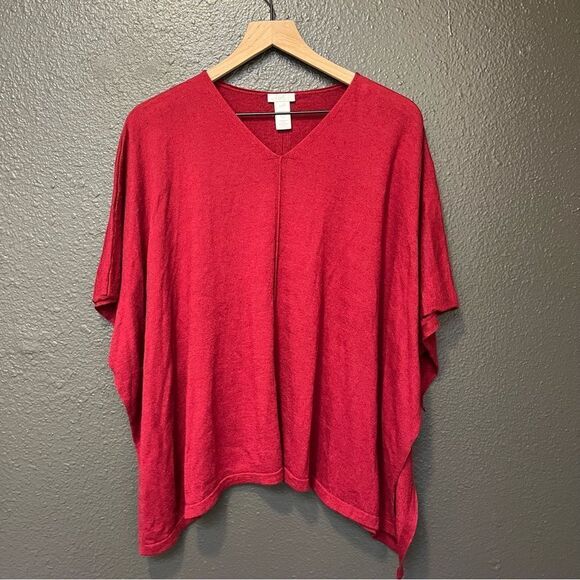 J. Jill One Size Bat Sleeve, Poncho, Cape, Merino Wool Blend Tunic Sweater Top - Picture 1 of 10